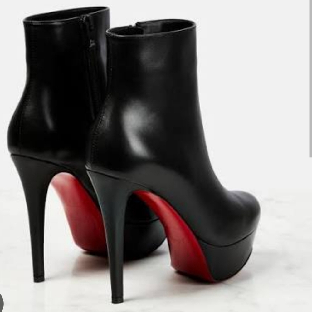 Christian Louboutin Black Bianca Booty 120 Napa Shiny